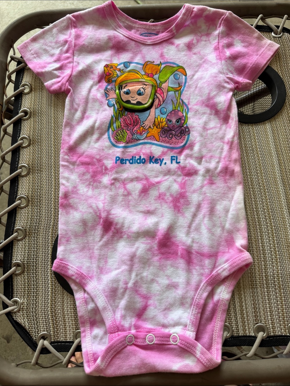 Pink Tie-Dye Baby One-Piece Bodysuit with Scuba Girl Graphic